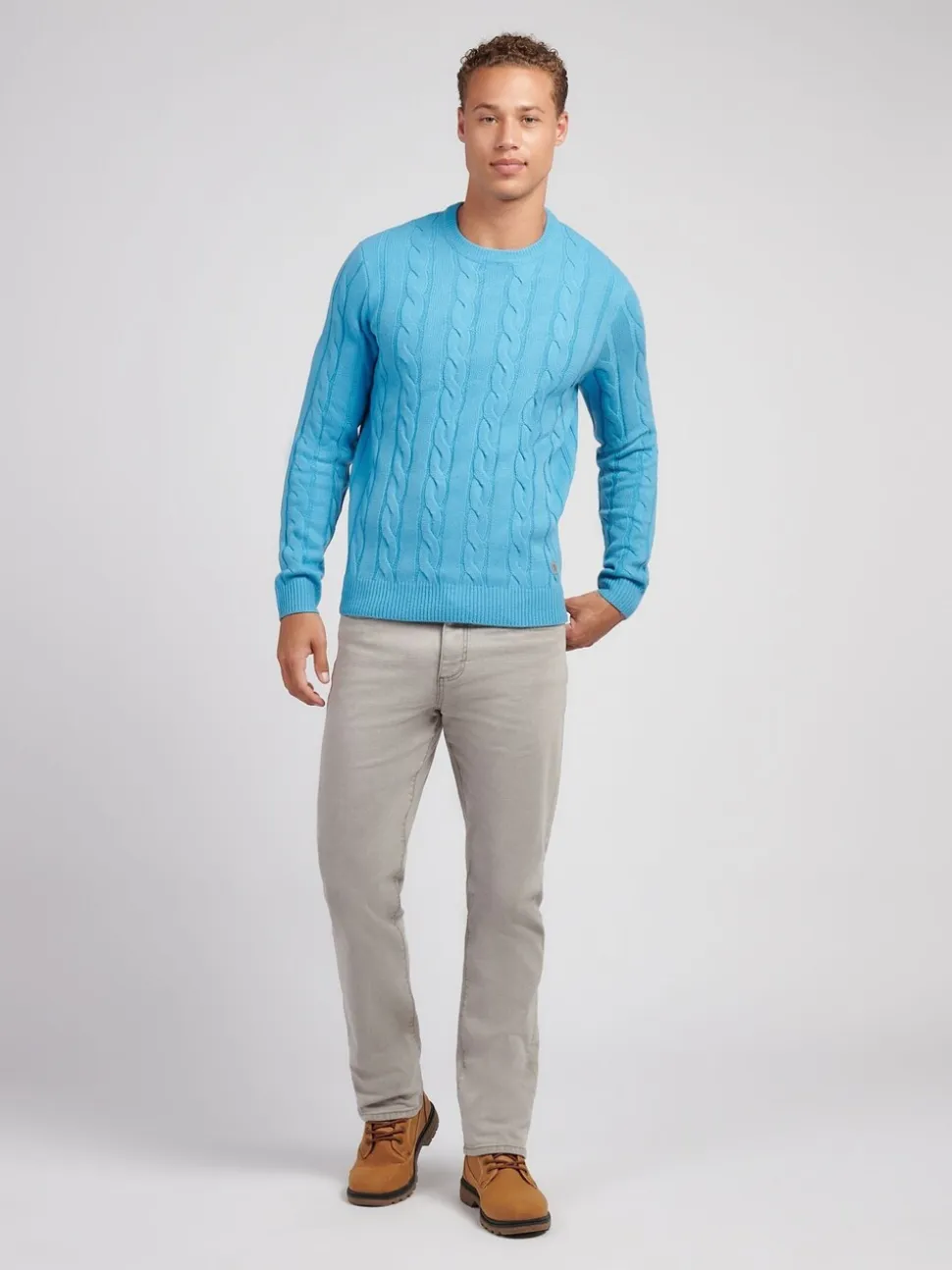 U.S. Polo Assn. Navy Blue Mens Cable Knit Crew Jumper