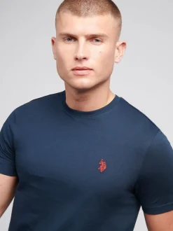 U.S. Polo Assn. Navy Blue Mens Regular Fit Double Horsemen 100% Cotton T-Shirt