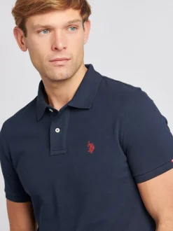 U.S. Polo Assn. Navy Blue Regular Fit Pique 100% Cotton Polo Shirt