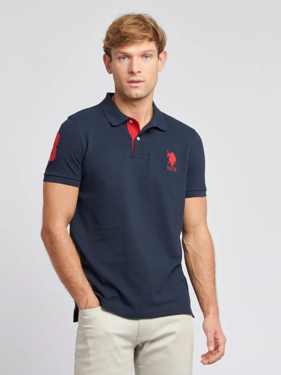 U.S. Polo Assn. Navy Blue Regular Fit Mens Player 3 Pique 100% Cotton Polo Shirt