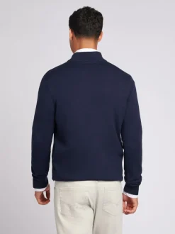 U.S. Polo Assn. Navy Cotton Funnel Neck Quarter Zip Knit