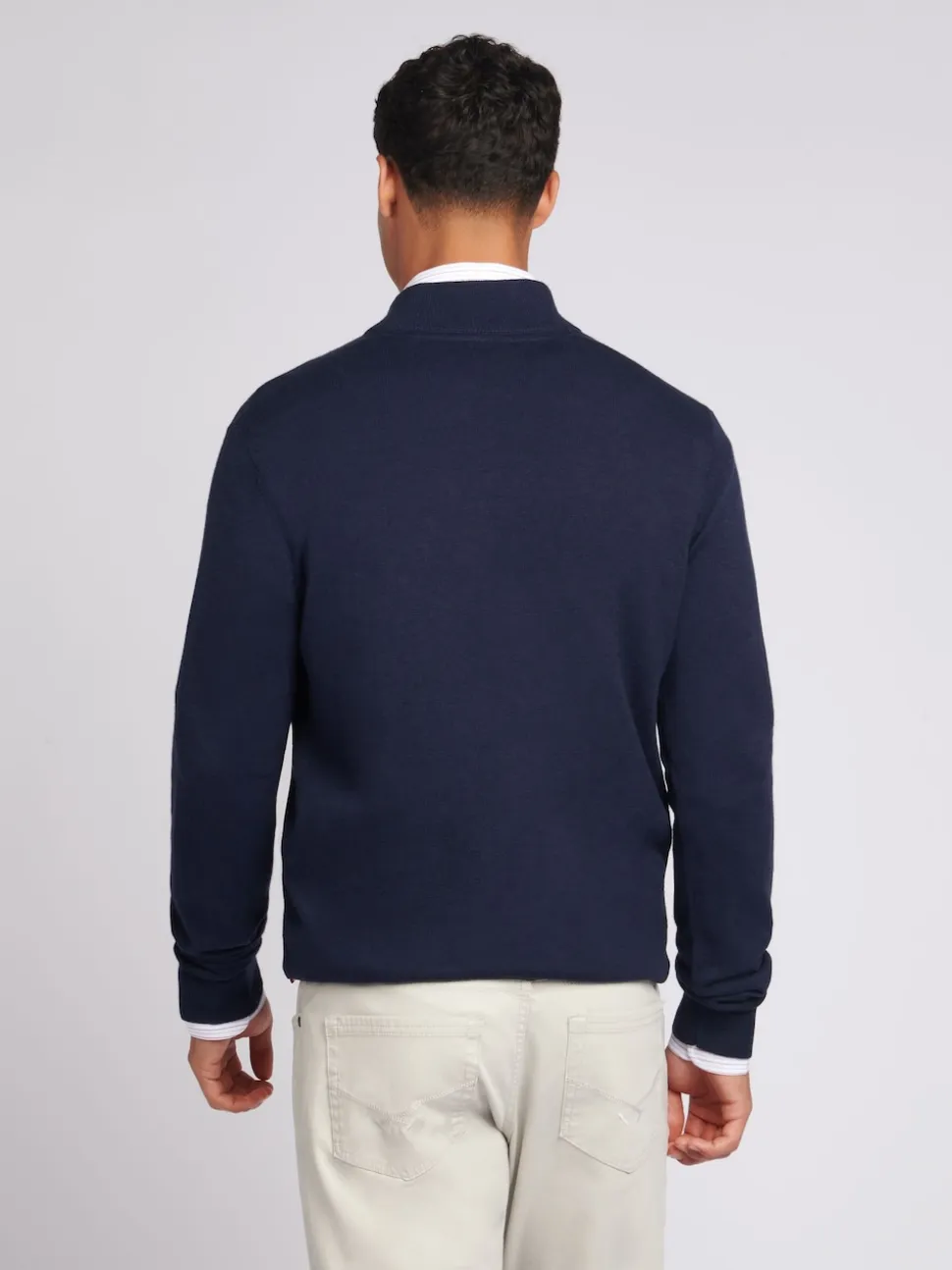 U.S. Polo Assn. Navy Cotton Funnel Neck Quarter Zip Knit