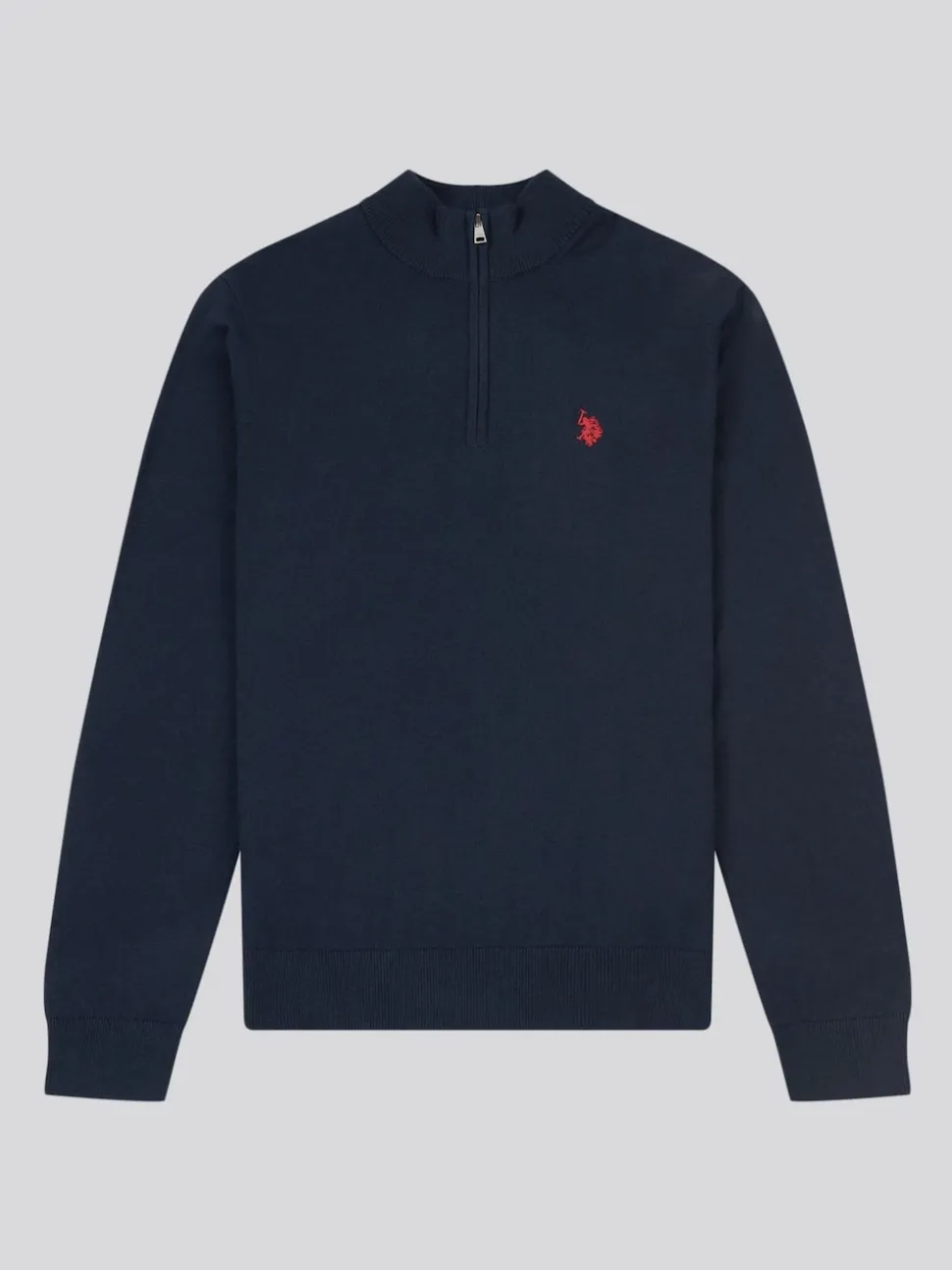 U.S. Polo Assn. Navy Cotton Funnel Neck Quarter Zip Knit