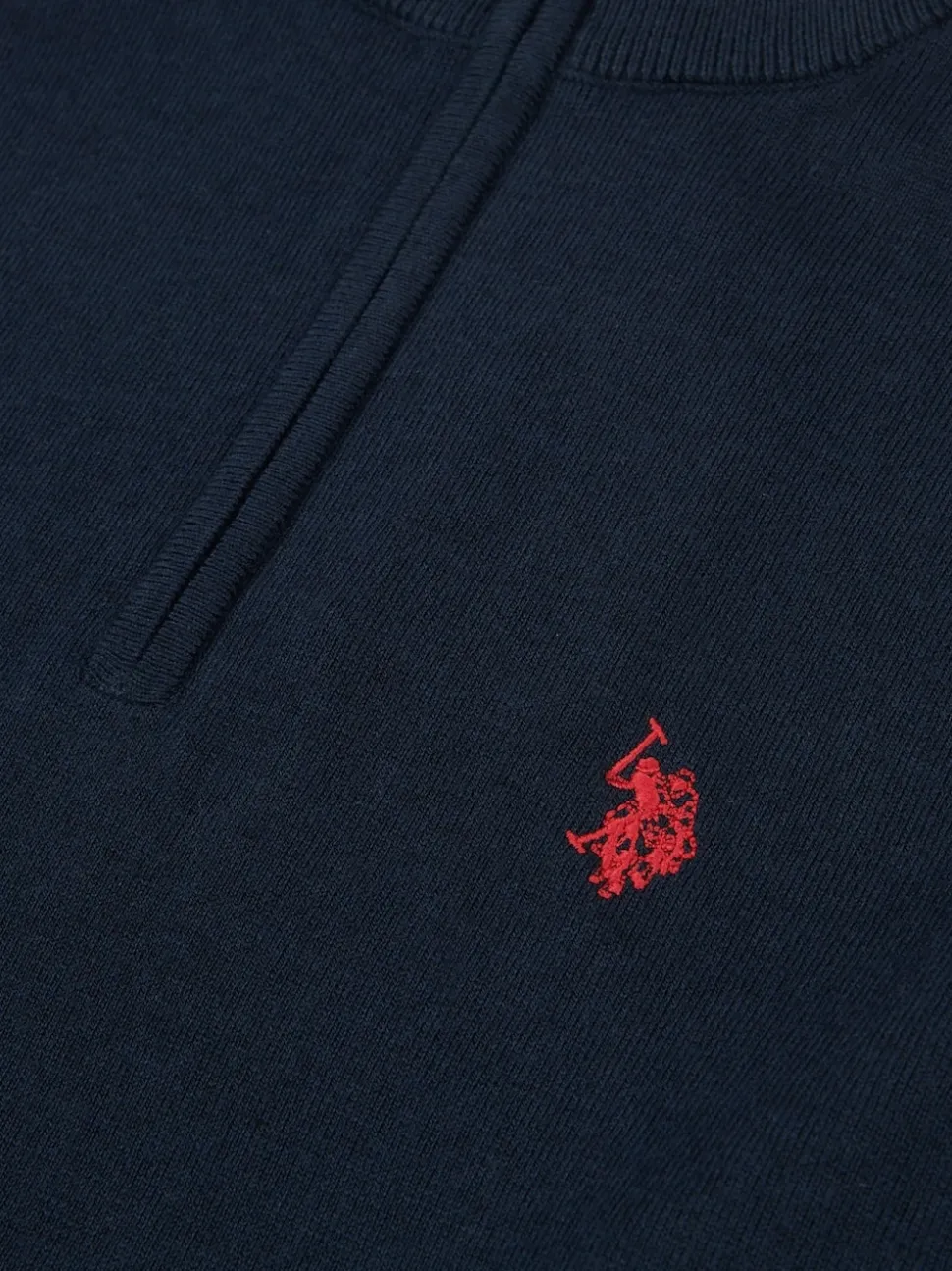 U.S. Polo Assn. Navy Cotton Funnel Neck Quarter Zip Knit