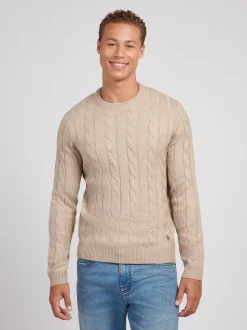 U.S. Polo Assn. Nude Mens Cable Knit Crew Jumper