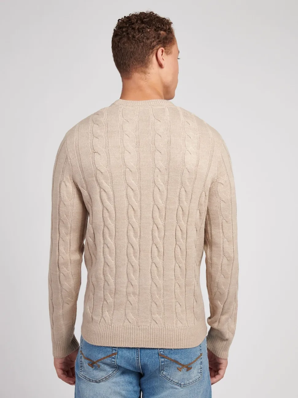 U.S. Polo Assn. Nude Mens Cable Knit Crew Jumper