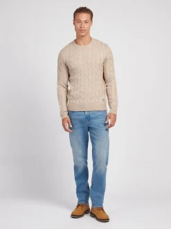 U.S. Polo Assn. Nude Mens Cable Knit Crew Jumper