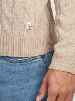 U.S. Polo Assn. Nude Mens Cable Knit Crew Jumper