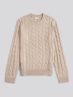 U.S. Polo Assn. Nude Mens Cable Knit Crew Jumper