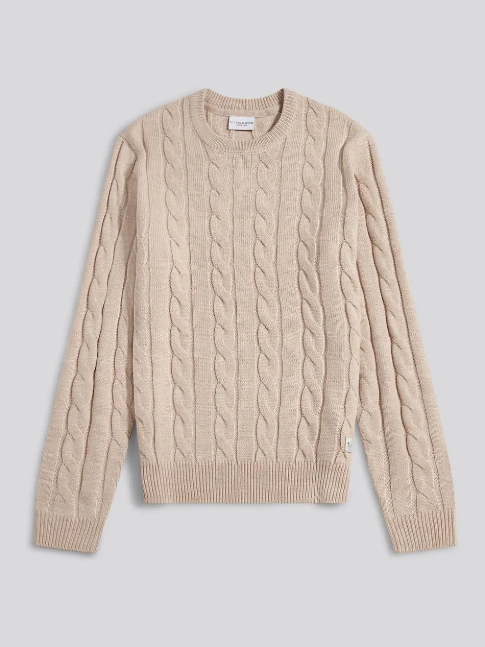 U.S. Polo Assn. Nude Mens Cable Knit Crew Jumper
