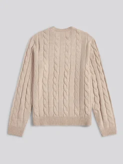 U.S. Polo Assn. Nude Mens Cable Knit Crew Jumper