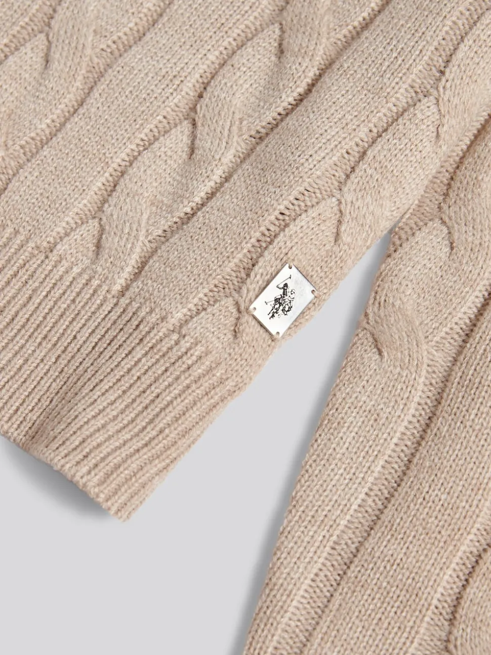 U.S. Polo Assn. Nude Mens Cable Knit Crew Jumper