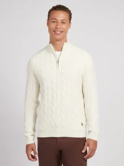 U.S. Polo Assn. White Cable Knit Funnel