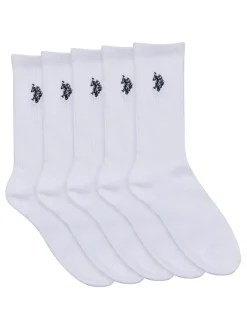 U.S. Polo Assn. White Mens Classic Sports Socks 5 Pack
