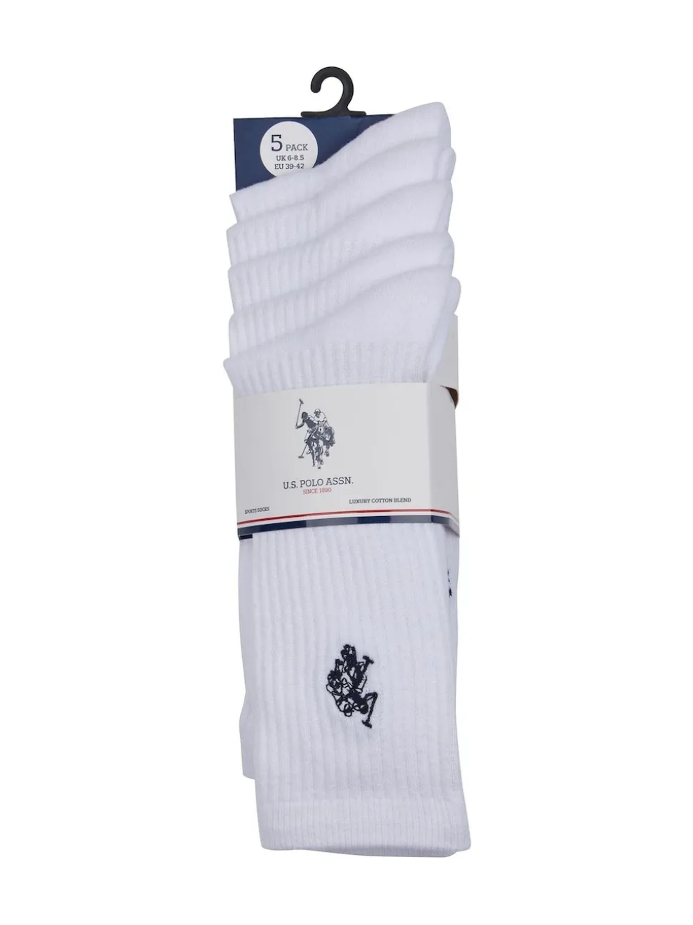 U.S. Polo Assn. White Mens Classic Sports Socks 5 Pack
