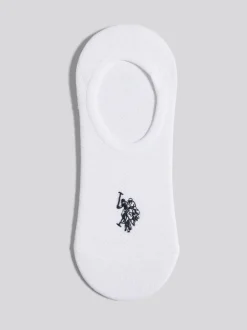 U.S. Polo Assn White Mens Invisible Trainer Socks 3 Pack
