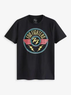Vanilla Underground Black Mens Foo Fighters Licensed 100% Cotton T-Shirt