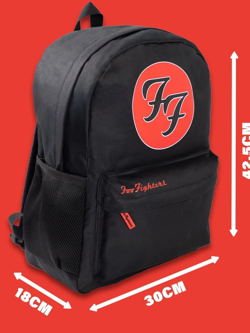 Vanilla Underground Black Foo Fighters Unisex Black Backpack