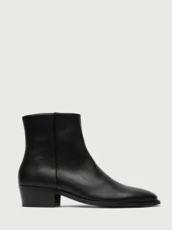 Walk London Black Leather Hoxton Zip Boots