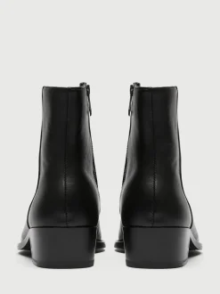 Walk London Black Leather Hoxton Zip Boots