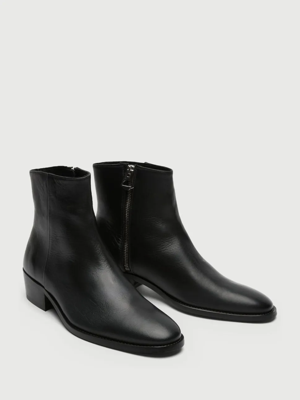 Walk London Black Leather Hoxton Zip Boots