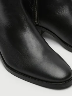 Walk London Black Leather Hoxton Zip Boots
