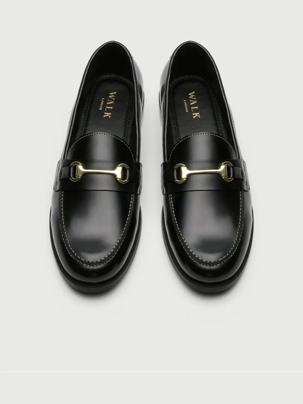 Walk London Black Leather Torbole Trim Loafers