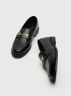 Walk London Black Leather Torbole Trim Loafers