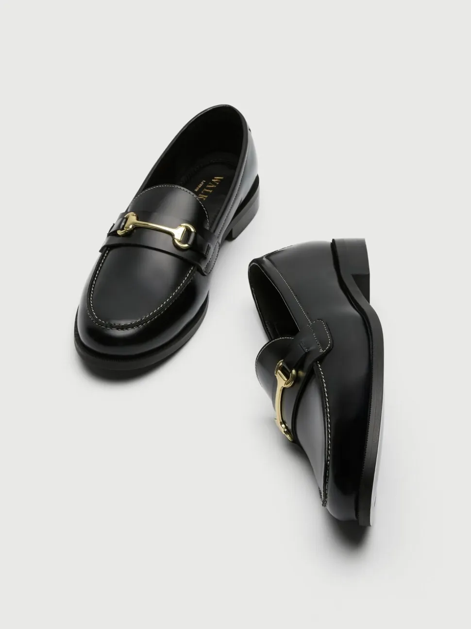 Walk London Black Leather Torbole Trim Loafers
