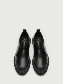 Walk London Black Leather Brooklyn Apron Shoes