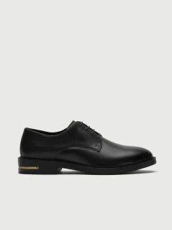 Walk London Black Leather Oliver Derby Shoes