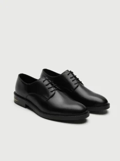 Walk London Black Leather Oliver Derby Shoes