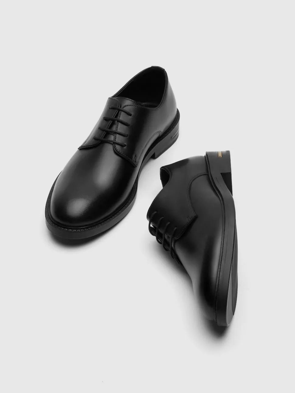 Walk London Black Leather Oliver Derby Shoes