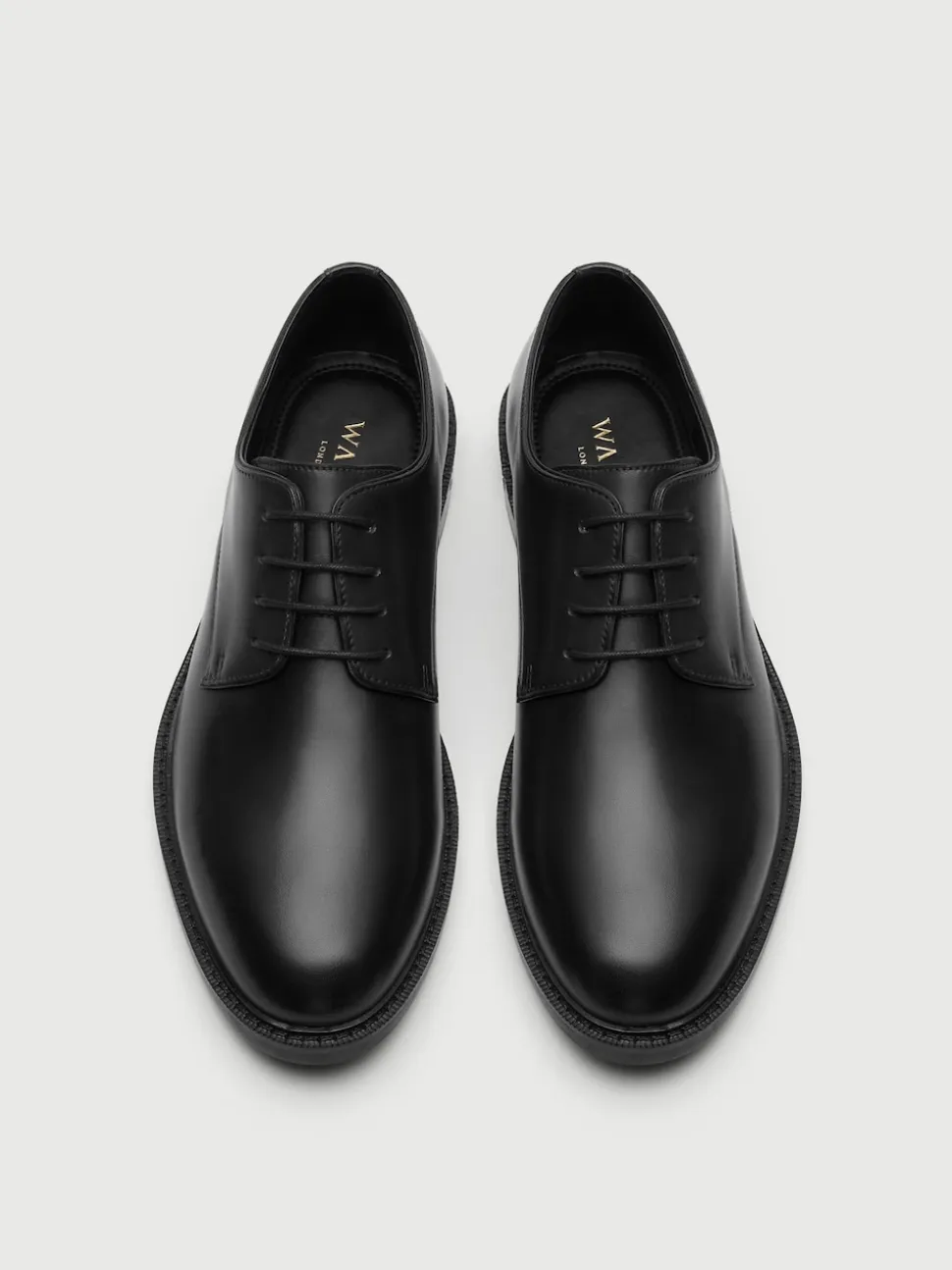 Walk London Black Leather Oliver Derby Shoes