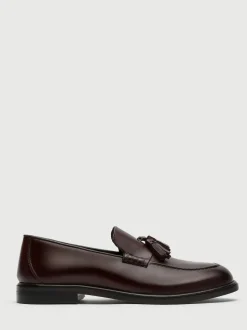 Walk London Brown Leather Putney Tassel Loafers