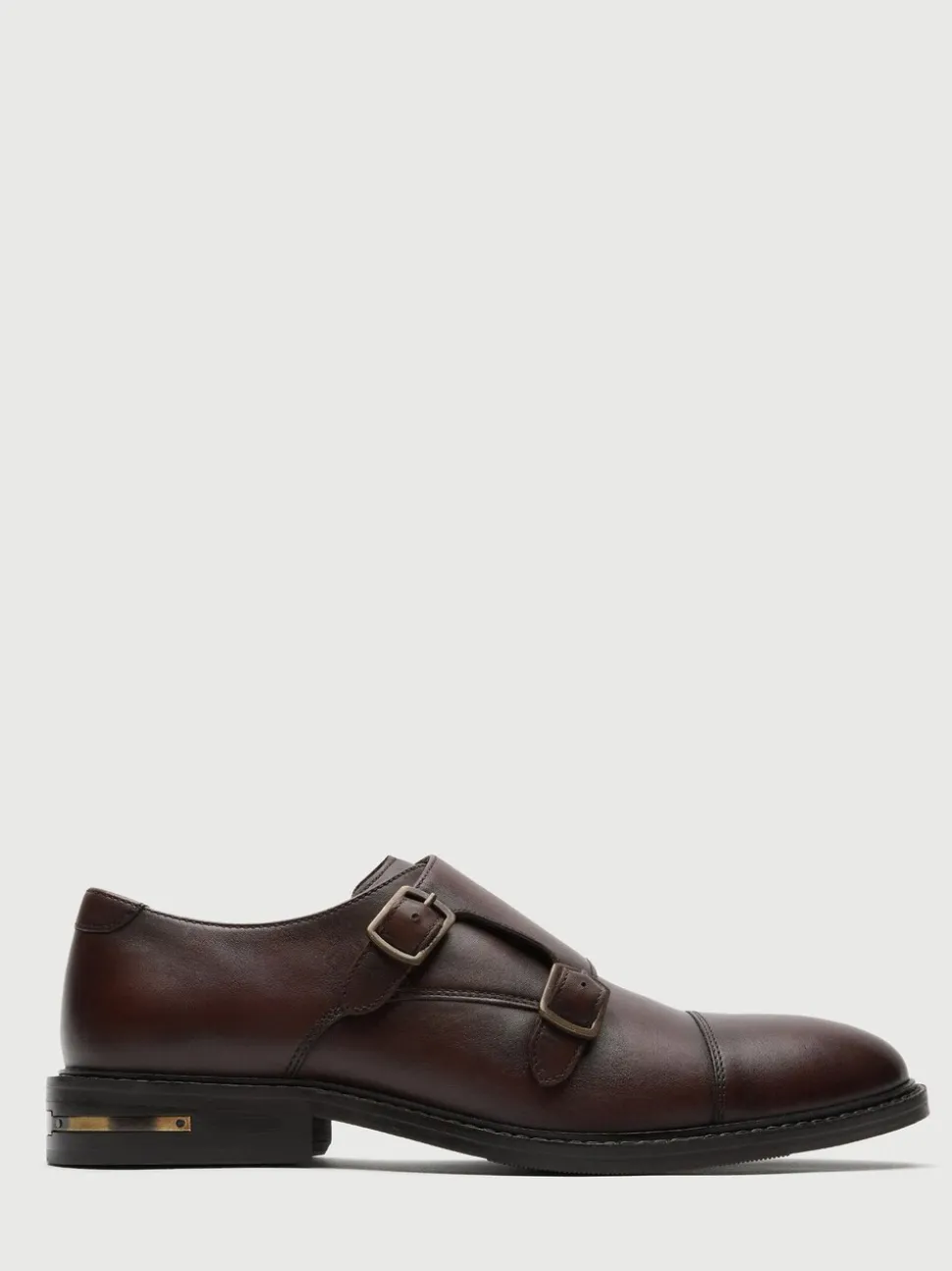 Walk London Brown Leather Oliver Monk Shoes