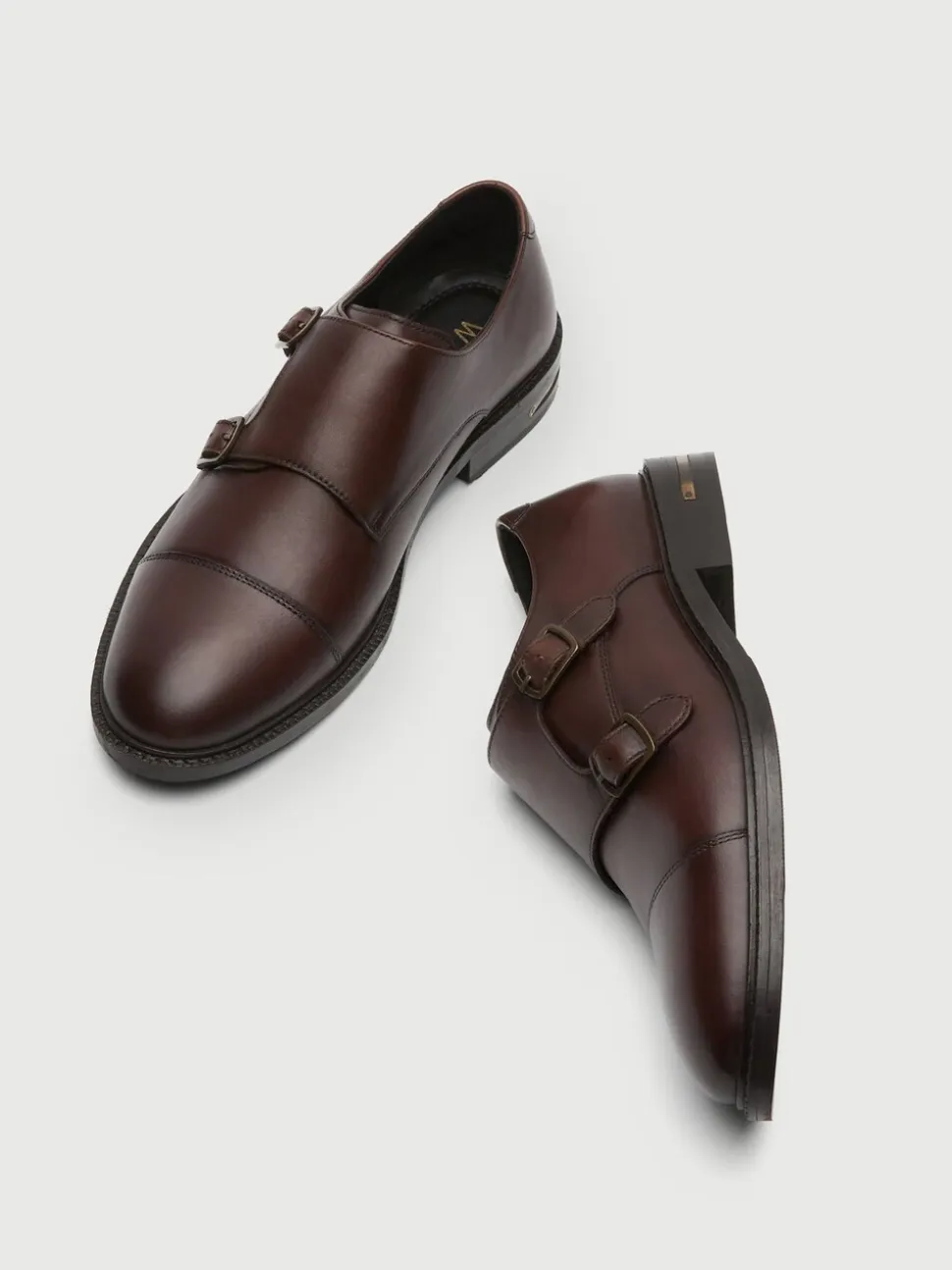 Walk London Brown Leather Oliver Monk Shoes