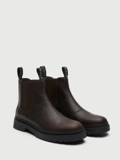 Walk London Brown Leather Callum Seam Chelsea Boots