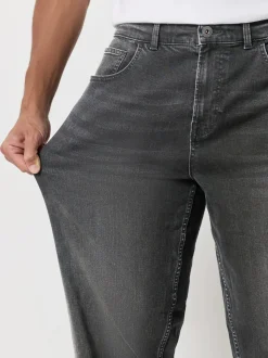 Washed Black Baggy Fit Classic Stretch Jeans