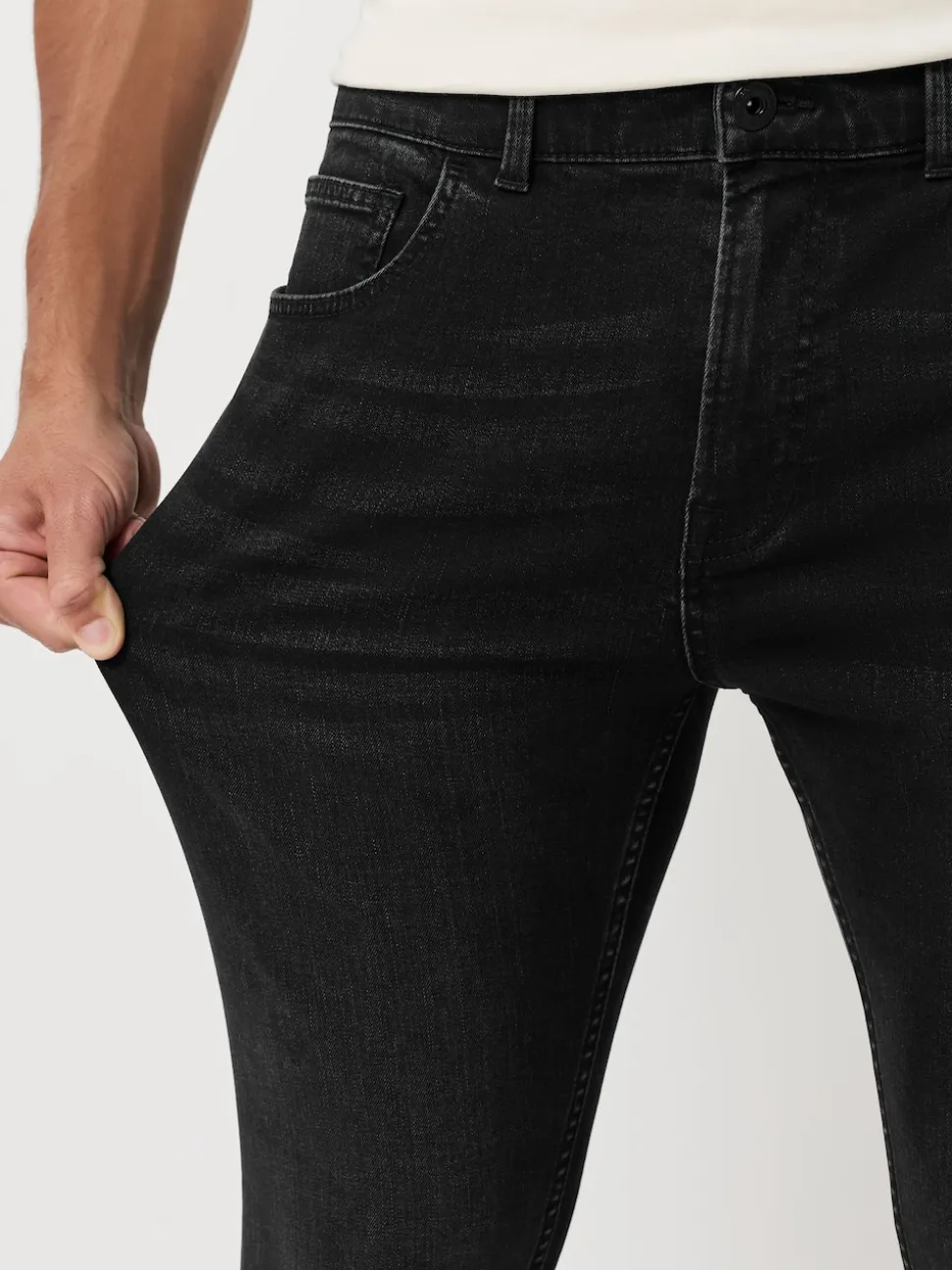 Washed Black Single Skinny Fit Classic Stretch Jeans