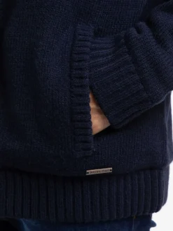 Weird Fish Blue Bradwood Borg Lined Fair Isle Knit Full Zip Hoodie
