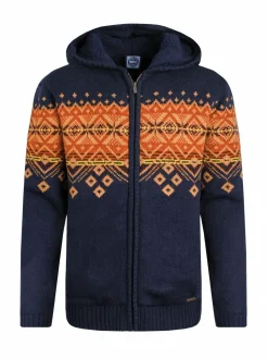 Weird Fish Blue Bradwood Borg Lined Fair Isle Knit Full Zip Hoodie
