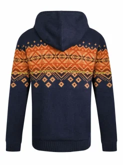 Weird Fish Blue Bradwood Borg Lined Fair Isle Knit Full Zip Hoodie