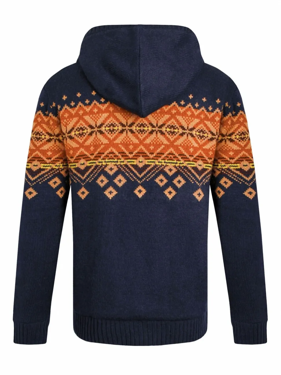 Weird Fish Blue Bradwood Borg Lined Fair Isle Knit Full Zip Hoodie