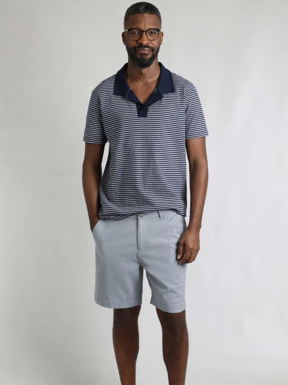 Weird Fish Blue Charleston Textured 100% Cotton Chino Shorts