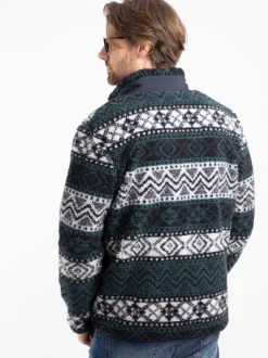 Weird Fish Blue Lucian Full Zip Jacquard Borg Fleece