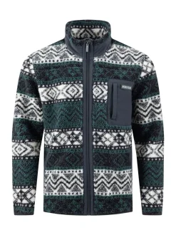 Weird Fish Blue Lucian Full Zip Jacquard Borg Fleece