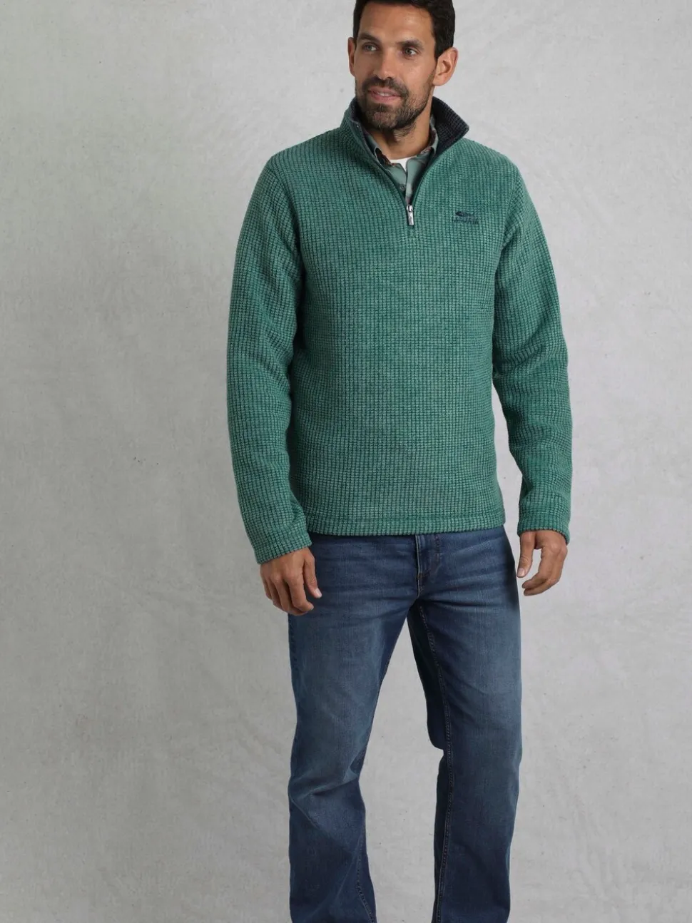 Weird Fish Green Newark Quarter Zip Grid Fleece