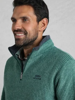 Weird Fish Green Newark Quarter Zip Grid Fleece