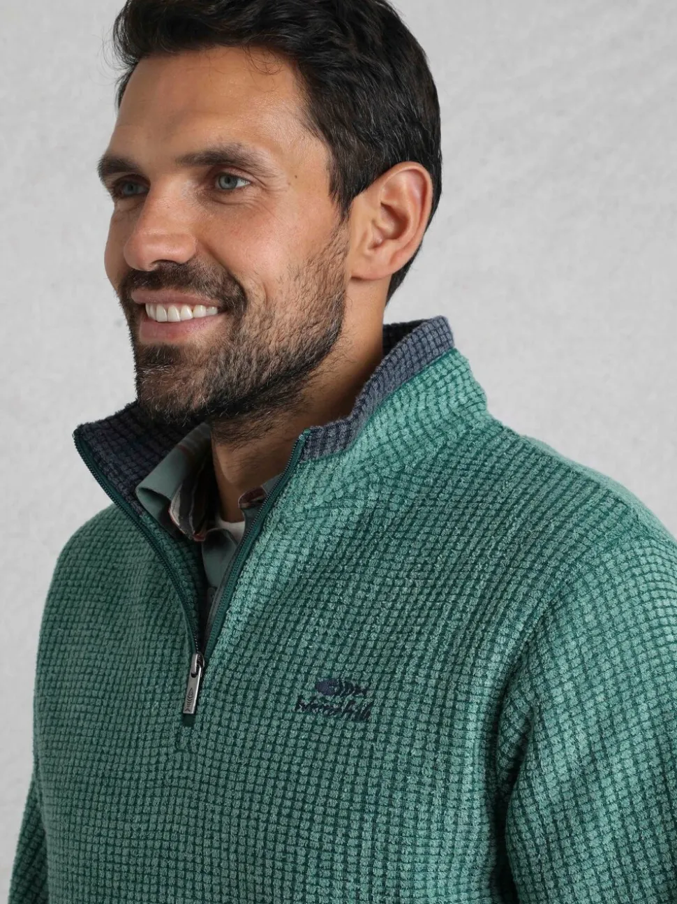 Weird Fish Green Newark Quarter Zip Grid Fleece